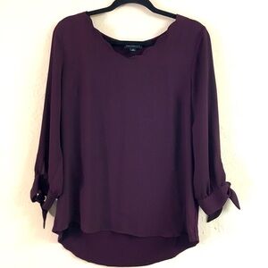 Fortune+Ivy Long Sleeve Blouse Large Purple Office Workwear Business Casual